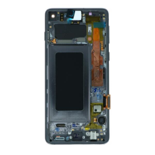 GH82-18850A Samsung Galaxy S10 fekete OEM OLED kijelző érintővel kerettel, előlap mobiltelefon, tablet alkatrész
