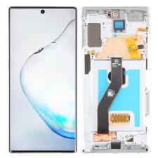 GH82-20900A Samsung Galaxy Note10 Plus OLED kijelző érintővel Ezüst kerettel előlap mobiltelefon, tablet alkatrész