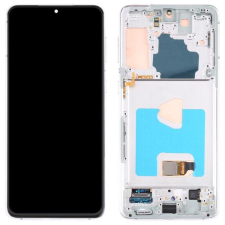 GH82-27267A Samsung Galaxy S21 Plus OLED kijelző érintővel ezüst kerettel előlap mobiltelefon, tablet alkatrész