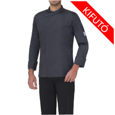 Giblor's Szakácskabát - fekete, patentos, LUXSATIN -ból munkaruha