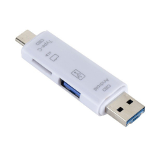 Gigapack Adapter 5in1 (USB/microUSB/Type-C, OTG, microSD / pendrive olvasó) FEHÉR kábel és adapter