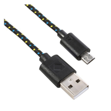 Gigapack Adatkábel és töltő (USB - microUSB, 200cm, szőtt / cipőfűző minta) FEKETE kábel és adapter