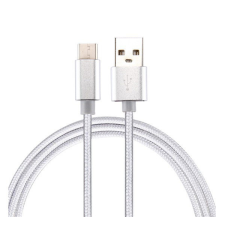 Gigapack Adatkábel és töltő (USB - Type-C, 100cm, szőtt / cipőfűző minta) EZÜST kábel és adapter
