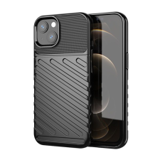 Gigapack Apple iPhone 13 szilikon telefonvédő (közepesen ütésálló, csíkos, dombor minta) fekete tok és táska