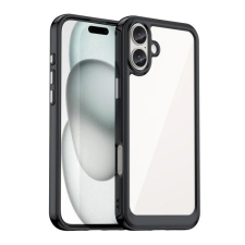Gigapack Apple iPhone 16 Plus szilikon telefonvédő (ütésállóság, átlátszó hátlap) fekete mobiltelefon kellék