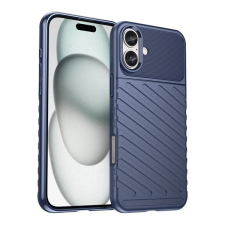 Gigapack Apple iPhone 16 Plus szilikon telefonvédő (ütésállóság, csíkos, dombor minta) sötétkék mobiltelefon kellék