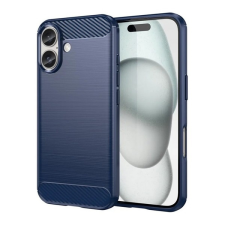 Gigapack Apple iPhone 16 szilikon telefonvédő (ütésállóság, légpárnás sarok, szálcsiszolt, karbon minta) sötétkék mobiltelefon kellék
