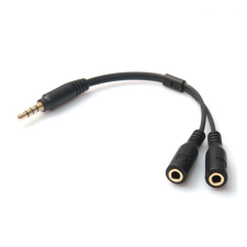 Gigapack Audió adapter (3.5mm jack dugó - jack aljzat, mikrofon aljzat, 10cm) FEKETE (5996457687954) kábel és adapter