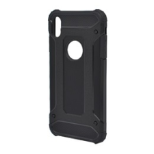 Gigapack Defender Apple iPhone XS Max 6.5" műanyag telefonvédő (közepesen ütésálló, fémhatás, logo kivágás, fekete) tok és táska