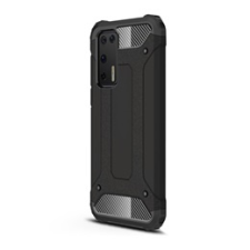 Gigapack Defender Huawei P40 műanyag telefonvédő (közepesen ütésálló, légpárnás sarok, fémhatás, fekete) tok és táska