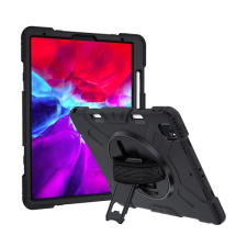 Gigapack Defender műanyag telefonvédő (közepesen ütésálló, kitámasztó, 360°-ban forgatható, Apple Pencil tartó + kézpánt) FEKETE [Apple IPAD Pro 12.9 (2020)] (5996591030104) tablet tok