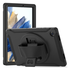 Gigapack Defender műanyag telefonvédő (közepesen ütésálló, kitámasztó, 360°-ban forgatható + kézpánt) FEKETE [Samsung Galaxy Tab A8 10.5 LTE (2021) SM-X205] (5996591142791) - Tablet tok tablet tok