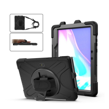 Gigapack Defender műanyag telefonvédő (közepesen ütésálló, kitámasztó, 360°-ban forgatható + kézpánt, vállpánt) FEKETE Samsung Galaxy Tab Active 4 Pro WIFI (SM-T636) tablet tok