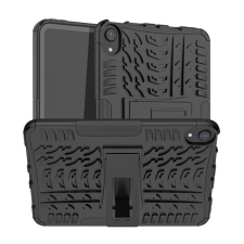 Gigapack Defender műanyag telefonvédő (közepesen ütésálló, szilikon belső, kitámasztó, autógumi minta) FEKETE [Apple IPAD mini 6 (2021)] tablet tok