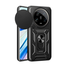 Gigapack Defender műanyag telefonvédő (ütésállóság, szilikon belső, tartógyűrű, kameravédő) FEKETE Xiaomi 14 Ultra tok és táska