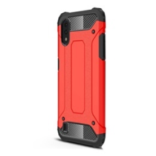 Gigapack Defender Samsung Galaxy A01 műanyag telefonvédő (közepesen ütésálló, légpárnás sarok, fémhatás, piros) tok és táska
