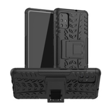 Gigapack Defender Samsung Galaxy A51 műanyag telefonvédő (közepesen ütésálló, kitámasztó, autógumi minta, fekete) tok és táska