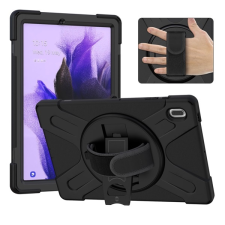 Gigapack Defender szilikon telefonvédő (kézpánt, közepesen ütésálló, kitámasztó, 360°-ban forgatható) FEKETE Samsung Galaxy Tab S7 FE WIFI (SM-T730), Samsung Galaxy Tab S7 FE 5G (SM-T736) tablet tok