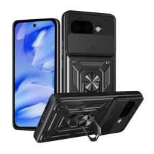 Gigapack Defender szilikon telefonvédő (ütésállóság, tartógyűrű, kameravédő) FEKETE Google Pixel 9a tok és táska