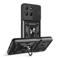 Gigapack Defender szilikon telefonvédő (ütésállóság, tartógyűrű, kameravédő) FEKETE Motorola Moto G15 tok és táska
