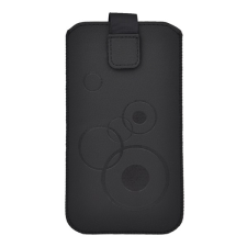 Gigapack DEKOCASE tok álló (kör minta, kihúzható tépőzár, övre fűzhető, univerzális, 5.8&quot; méret) FEKETE Samsung Galaxy J5 (2015) SM-J500, Navon Mizu M500, Sony Xperia Z5 Compact (E5803), Sams tok és táska