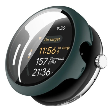 Gigapack Google Pixel Watch 3 45mm műanyag keret (bumper, ütésállóság + kijelzővédő üveg) sötétzöld okosóra kellék