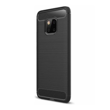 Gigapack Huawei Mate 20 Pro Szilikon telefonvédő (légpárnás sarok, szálcsiszolt, karbon minta, fekete) tok és táska