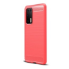 Gigapack Huawei P40 Szilikon telefonvédő (légpárnás sarok, szálcsiszolt, karbon minta, piros)