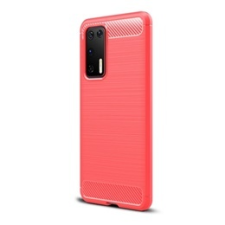 Gigapack Huawei P40 Szilikon telefonvédő (légpárnás sarok, szálcsiszolt, karbon minta, piros) tok és táska