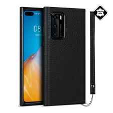 Gigapack Huawei P40 szilikon telefonvédő (valódi bőr bevonat) fekete tok és táska