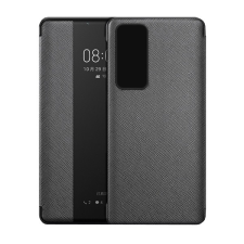 Gigapack Huawei P40 tok álló (aktív Flip, oldalra nyíló, textil minta) fekete tok és táska