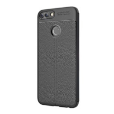 Gigapack Huawei P Smart (2018) Szilikon telefonvédő (bőr hatású, varrás minta, fekete) tok és táska