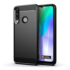 Gigapack Huawei Y6p Szilikon telefonvédő (légpárnás sarok, szálcsiszolt, karbon minta, fekete) tok és táska