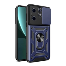 Gigapack Infinix Hot 40i (X6528) műanyag telefonvédő (ütésállóság, szilikon belső, tartógyűrű, kameravédő) sötétkék mobiltelefon kellék