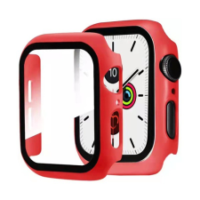 Gigapack Műanyag keret (BUMPER, ütésálló + kijelzővédő üveg) PIROS [Apple Watch Series 7 41mm] (5996591115146) okosóra kellék