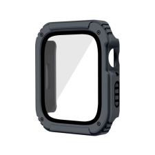 Gigapack Műanyag keret (BUMPER, ütésálló + kijelzővédő üveg) SZÜRKE Apple Watch Series 7 41mm okosóra kellék