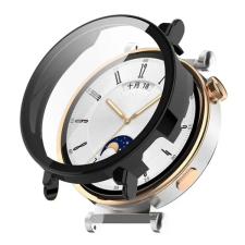 Gigapack Műanyag keret (BUMPER, ütésállóság + kijelzővédő üveg) FEKETE Huawei Watch GT 4 41mm okosóra kellék
