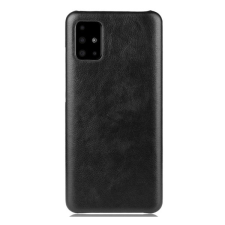 Gigapack Műanyag telefonvédő (bőr hatású) FEKETE [Samsung Galaxy A51 (SM-A515F)] (5996457926800) tok és táska