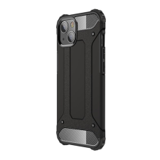Gigapack műanyag telefonvédő (közepesen ütésálló, Apple iPhone 13 szilikon belső, fémhatás) fekete tok és táska