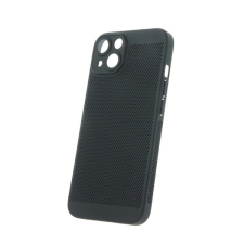 Gigapack Műanyag telefonvédő (légáteresztő, lyukacsos minta, kamera védelem) FEKETE Apple iPhone 15 Pro tok és táska