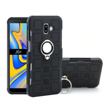 Gigapack Műanyag telefonvédő (szilikon belső, közepesen ütésálló, telefontartó gyűrű, beépített fémlemez) FEKETE [Samsung Galaxy J6 Plus ... tok és táska