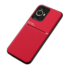 Gigapack Műanyag telefonvédő (szilikon keret, ütésállóság, mágneses, bőr hatású hátlap, csíkos) PIROS tok és táska