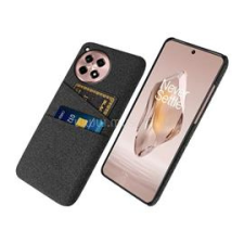 Gigapack Műanyag telefonvédő (ütésállóság, kártyatartó, textil hatás) FEKETE (GP-155662) tok és táska