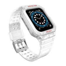 Gigapack Pótszíj (egyedi méret, szilikon, közepesen ütésálló, állítható + szilikon keret) ÁTLÁTSZÓ Apple Watch Series 4 40mm, Apple Watch Series 5 40mm, Apple Watch Series 3 38mm, Apple Watch Ser okosóra kellék