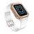 Gigapack Pótszíj (egyedi méret, szilikon, közepesen ütésálló, állítható + szilikon keret) FEHÉR / ROZÉARANY Apple Watch Series 4 44mm, Apple Watch Series 5 44mm, Apple Watch Series 3 42mm, Apple W