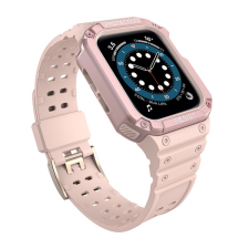 Gigapack Pótszíj (egyedi méret, szilikon, közepesen ütésálló, állítható + szilikon keret) RÓZSASZÍN Apple Watch Series 4 44mm, Apple Watch Series 5 44mm, Apple Watch Series 1 42mm, Apple Watch Ser okosóra kellék