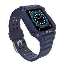 Gigapack Pótszíj (egyedi méret, szilikon, közepesen ütésálló, állítható + szilikon keret) SÖTÉTKÉK Apple Watch Series 4 40mm, Apple Watch Series 5 40mm, Apple Watch Series 1 38mm, Apple Watch Ser okosóra kellék