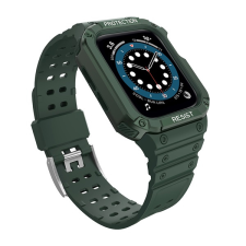 Gigapack Pótszíj (egyedi méret, szilikon, közepesen ütésálló, állítható + szilikon keret) SÖTÉTZÖLD Apple Watch Series 4 44mm, Apple Watch Series 5 44mm, Apple Watch Series 1 42mm, Apple Watch Se okosóra kellék