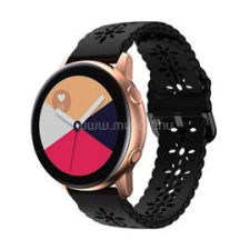 Gigapack Pótszíj (univerzális, 20mm, szilikon, lyukacsos, virág) FEKETE (GP-129083) okosóra kellék