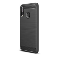 Gigapack Samsung Galaxy A20s Szilikon telefonvédő (légpárnás sarok, szálcsiszolt, karbon minta, fekete) tok és táska